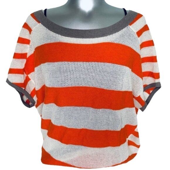 REEBOK  OVERSIZED KNIT OFF WHITE ORANGE TOP HORIZONTAL LOOSE FIT WOMEN SIZE XS - Picture 9 of 9